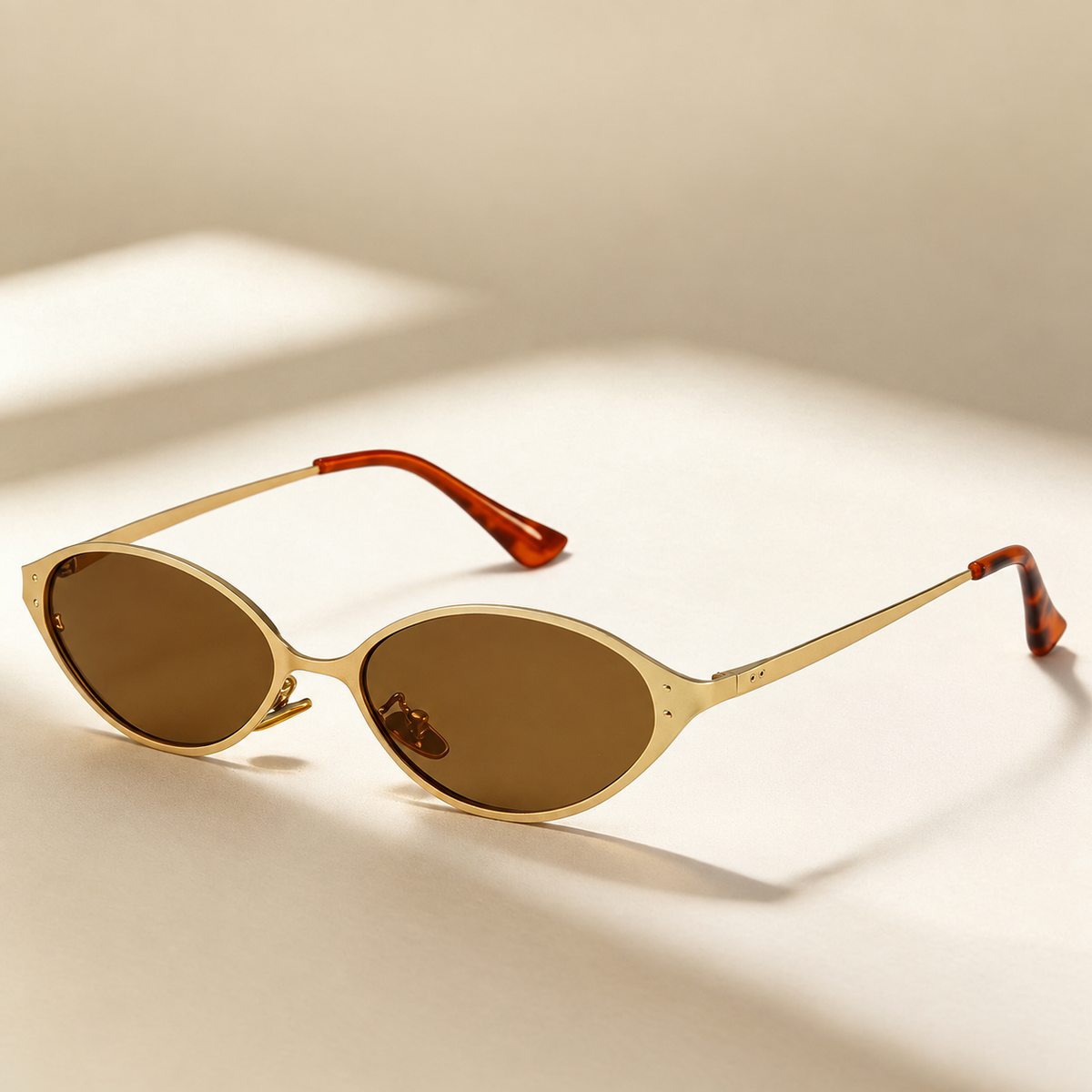Nerelle Cat-Eye Sunglasses in Gold Brown, clean product view