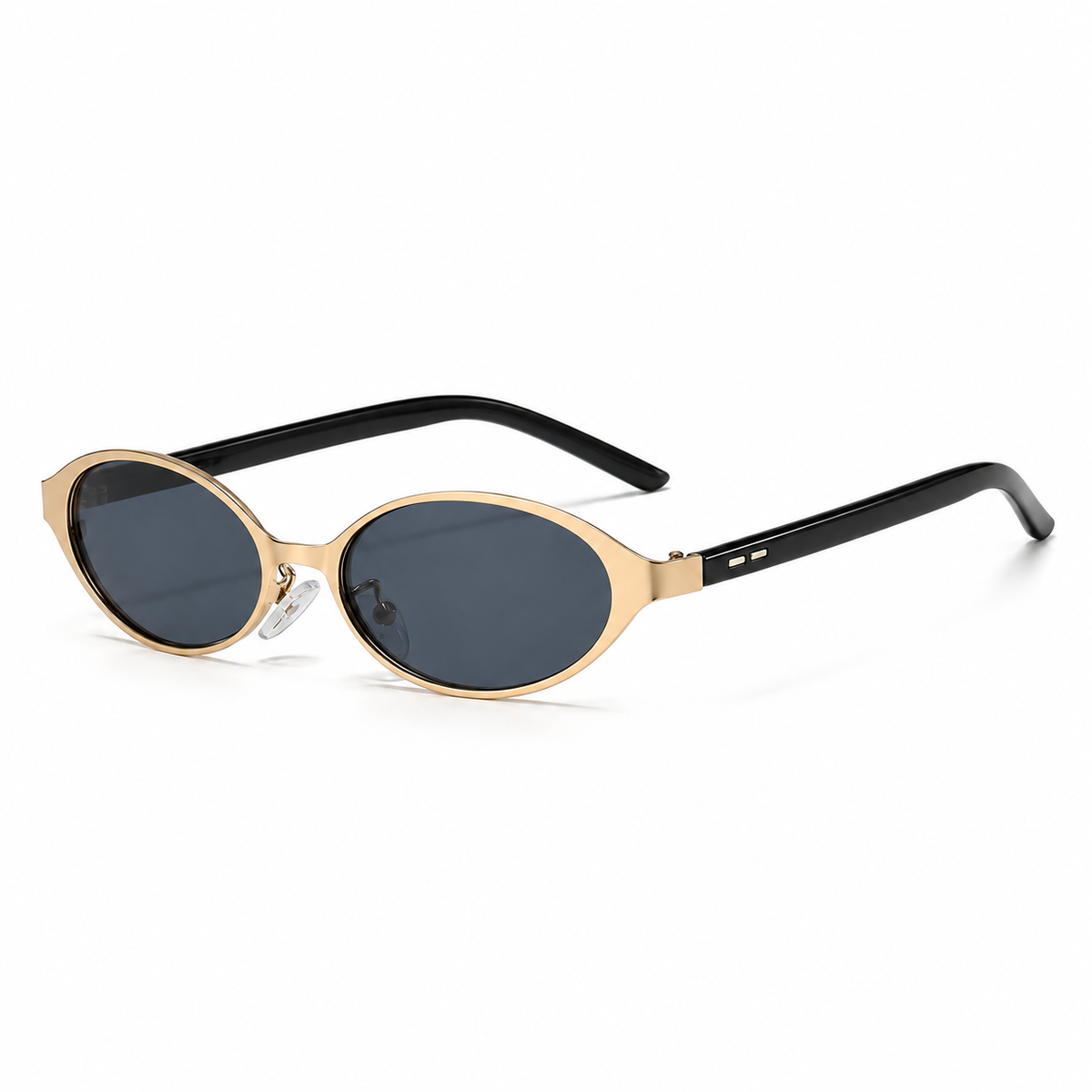 Isella Oval Metal Sunglasses in Gold Smoke - product view on white background