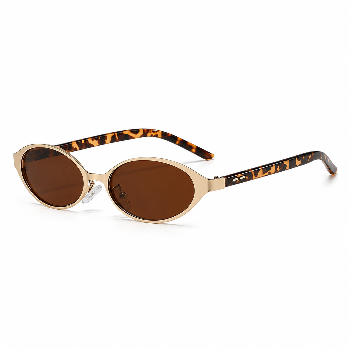 Isella Oval Metal Sunglasses in Gold Tortoise - product view on white background