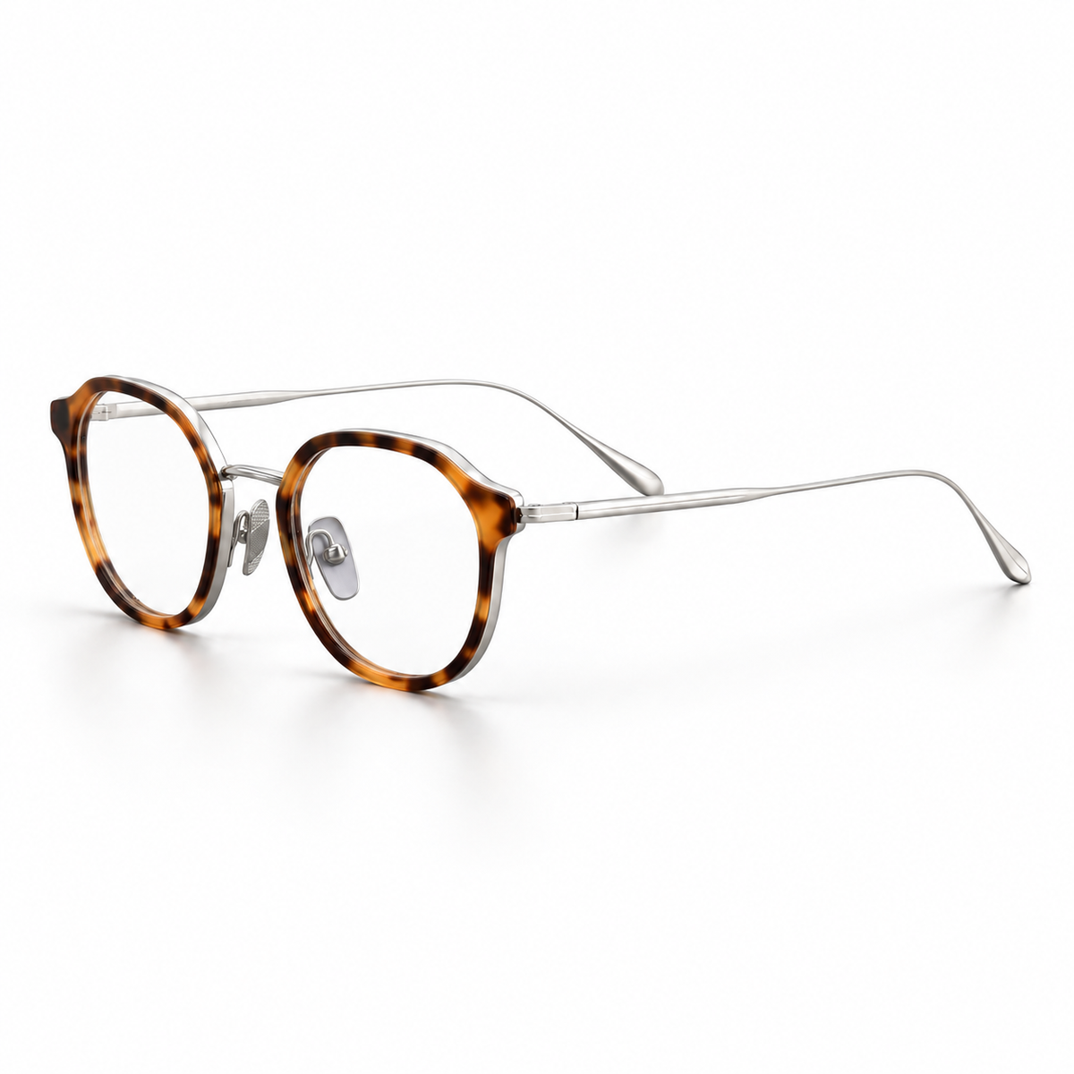 Hadley Titanium Frames in Tortoise Silver - product view on white background