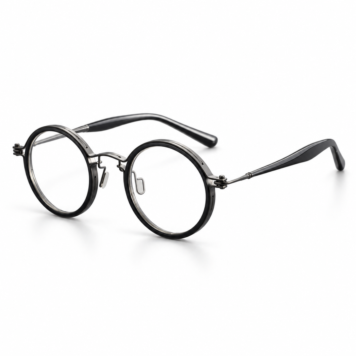 Elian Round Titanium Frames in Black - product view on white background