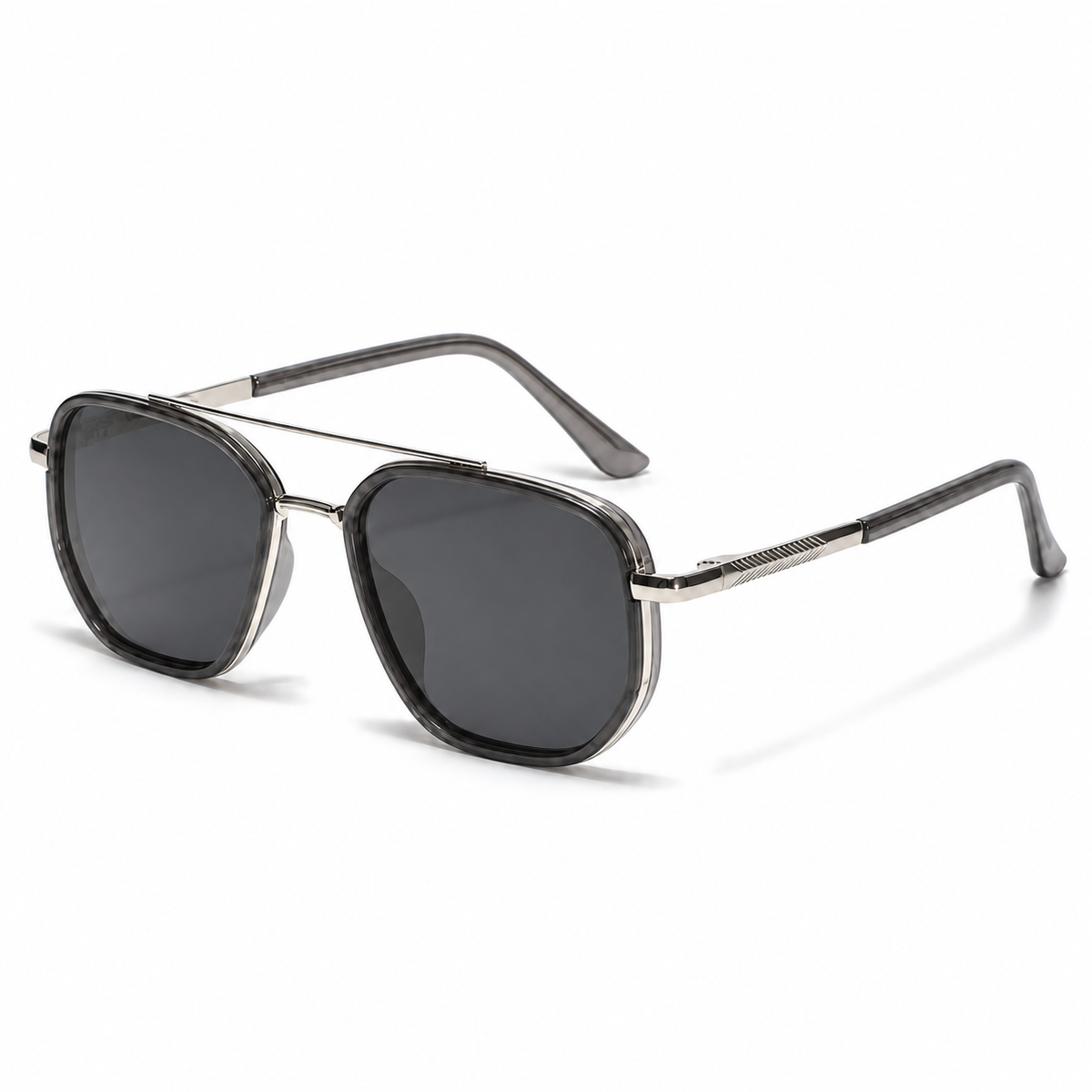 Serena Polarized Navigator Sunglasses in Smoke Gray - product view on white background