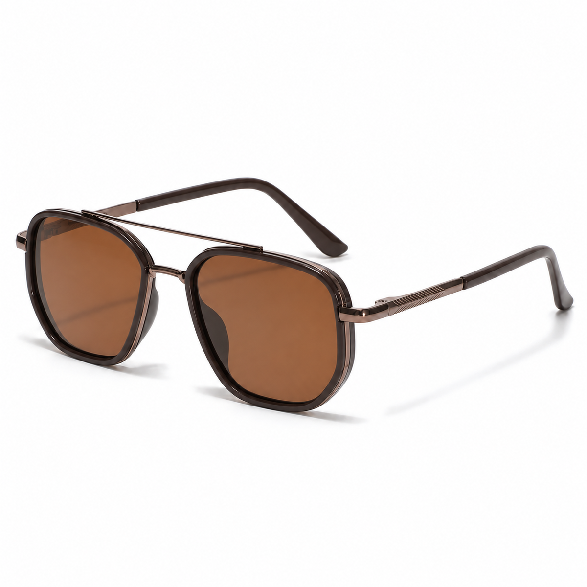 Serena Polarized Navigator Sunglasses in Brown - product view on white background