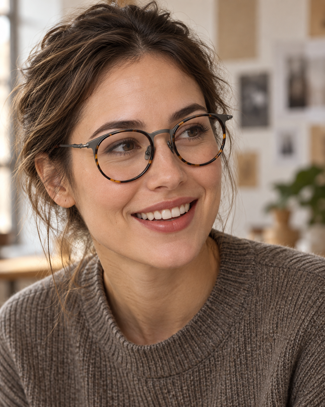 Valois Titanium Frames in Dark Tortoise - worn by a woman
