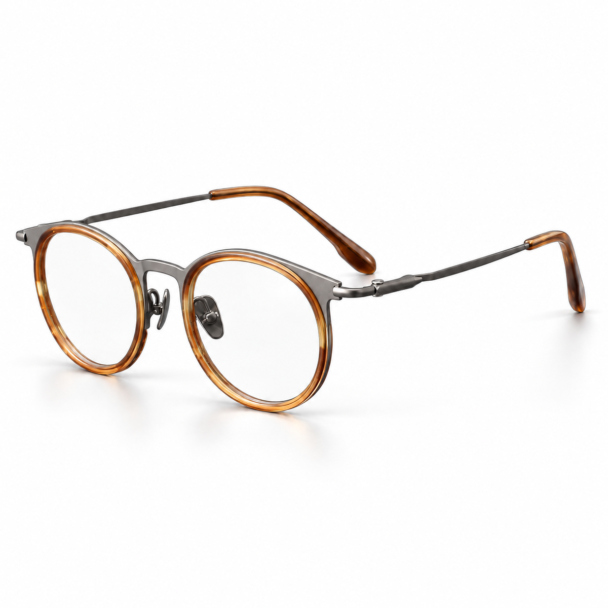 Valois Titanium Frames in Amber Tortoise - product view on white background