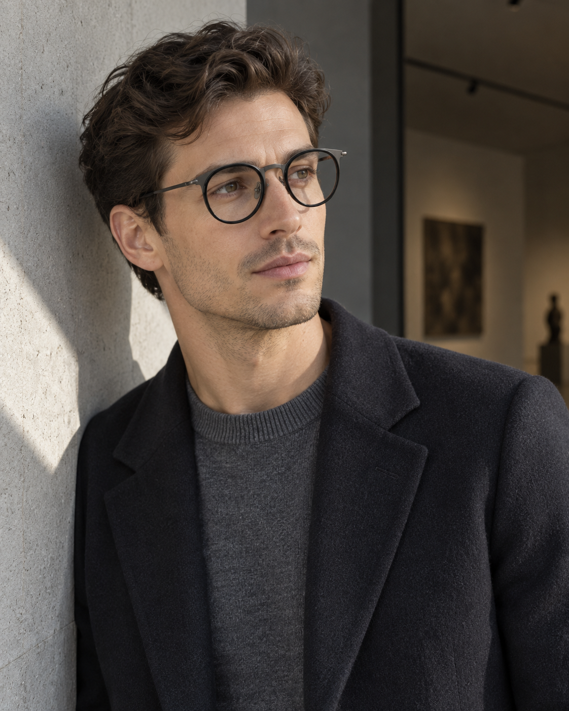 Valois Titanium Frames in Black Gunmetal - worn by a man