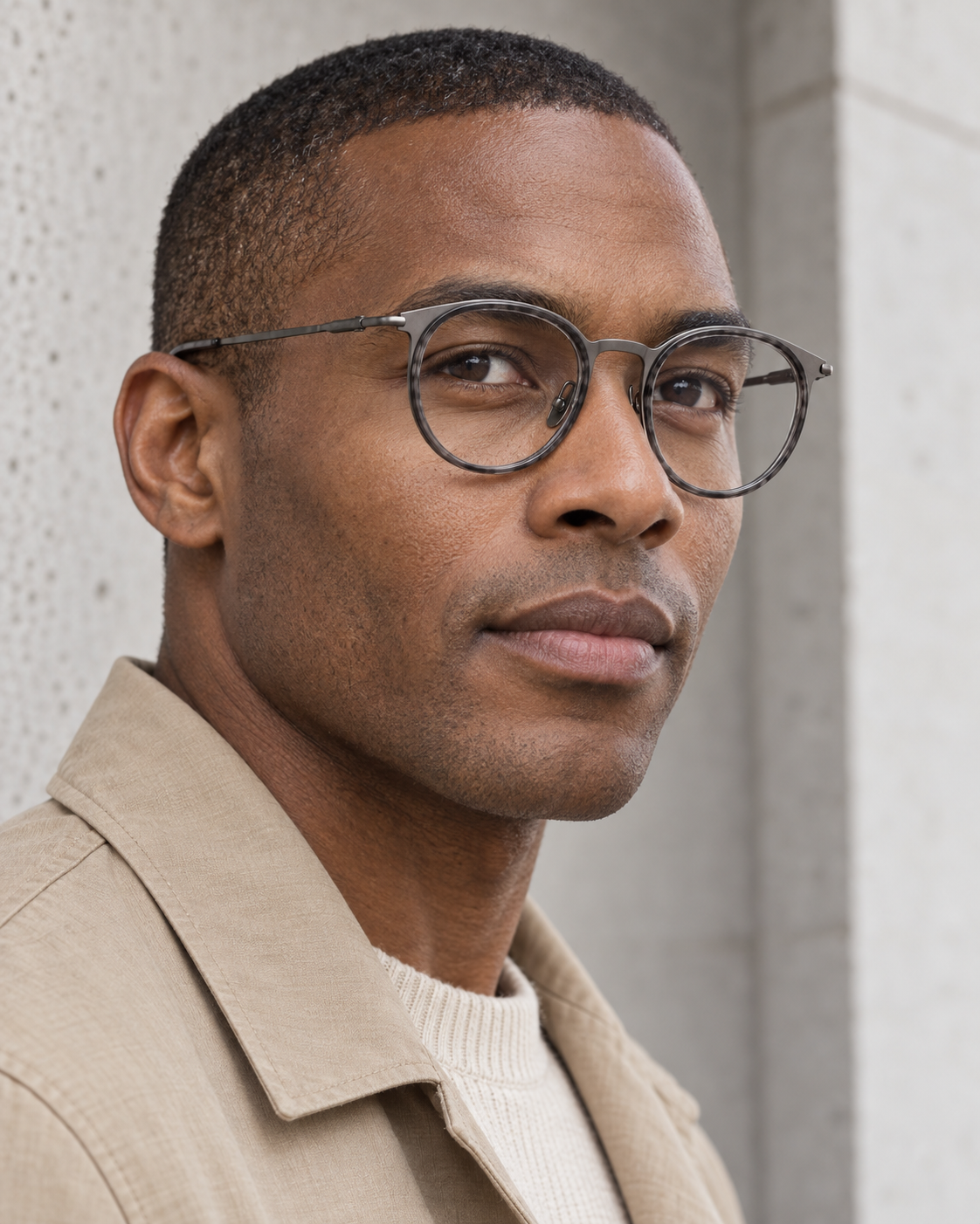 Valois Titanium Frames in Smoke Gunmetal - worn by a man