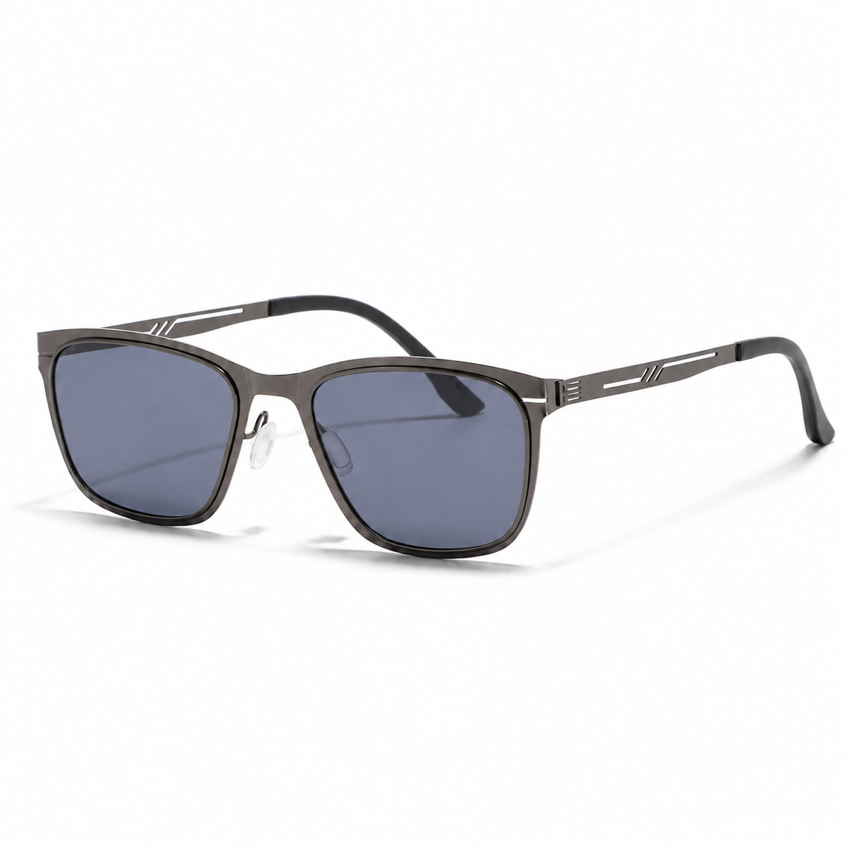 Vareno Polarized Square Sunglasses in Gunmetal Blue - product view on white background