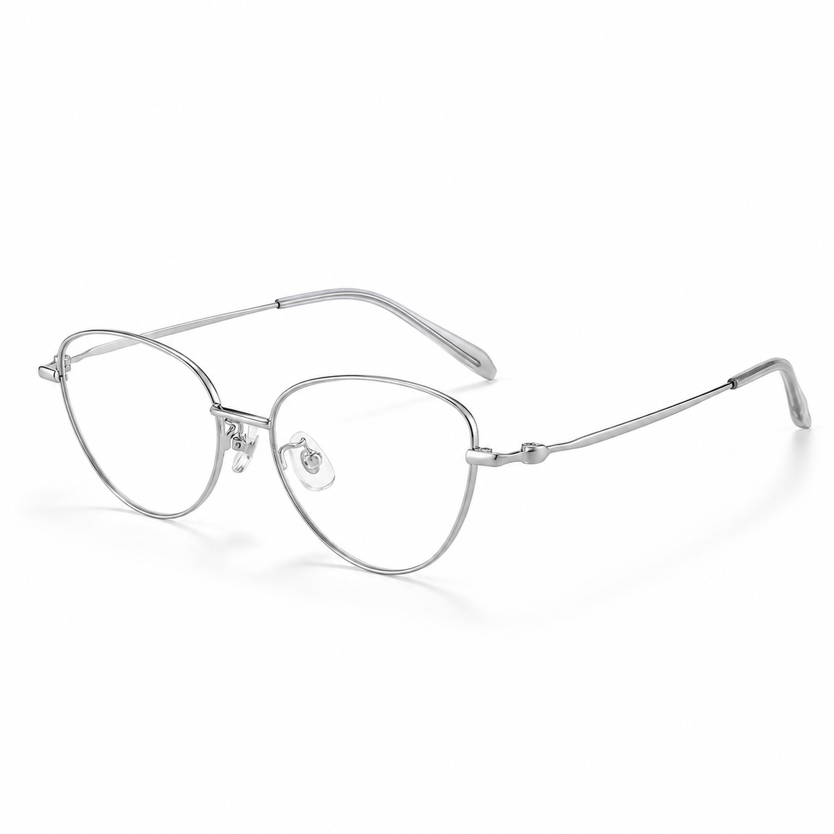 Odeline Titanium Cat-Eye Frames in Silver - product view on white background