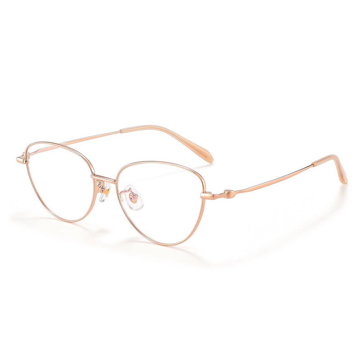 Odeline Titanium Cat-Eye Frames in Rose Gold - product view on white background