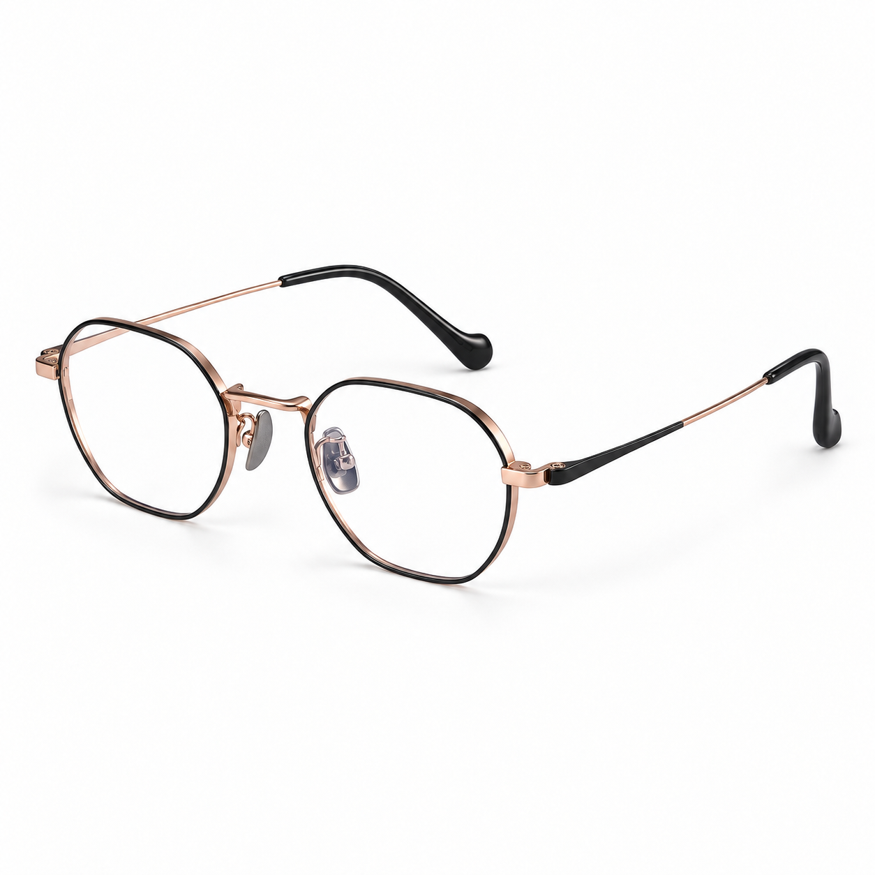 Soren Titanium Frames in Black Rose Gold - product view on white background