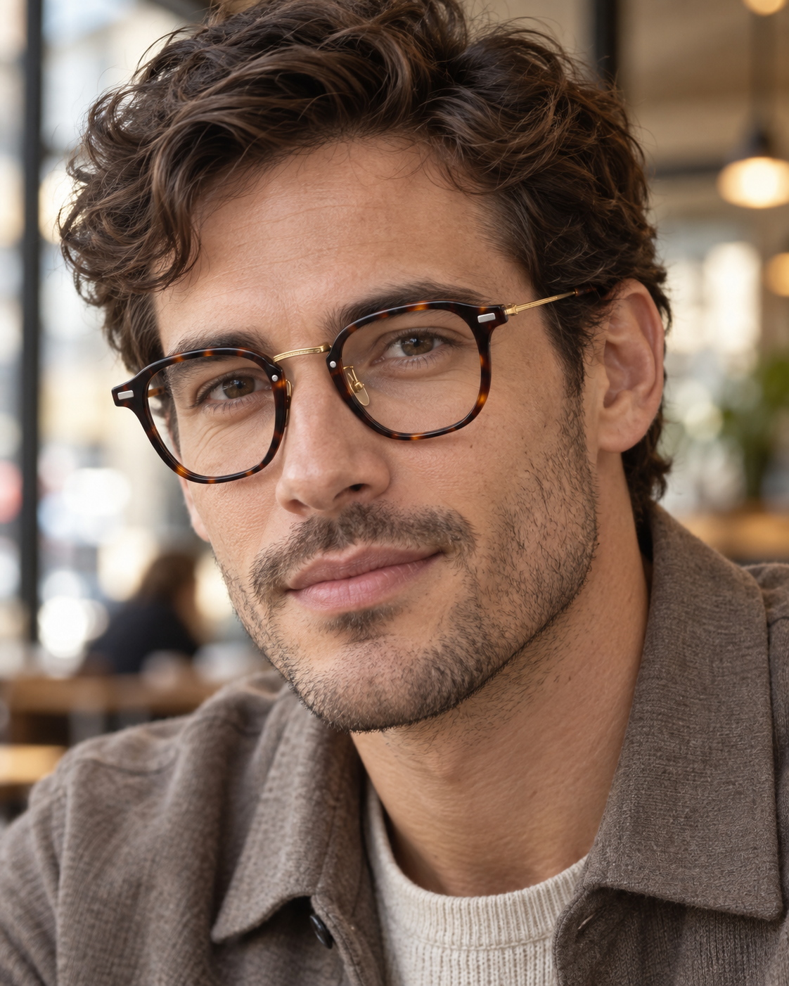 Moreau Geometric Frames in Tortoiseshell - worn by a man