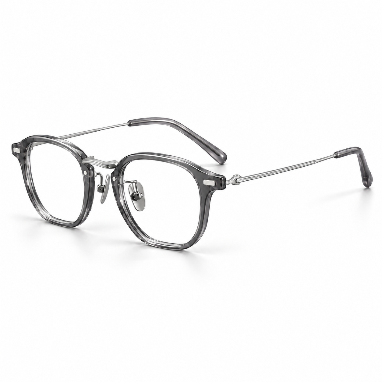Moreau Geometric Frames in Smoke Silver - product view on white background