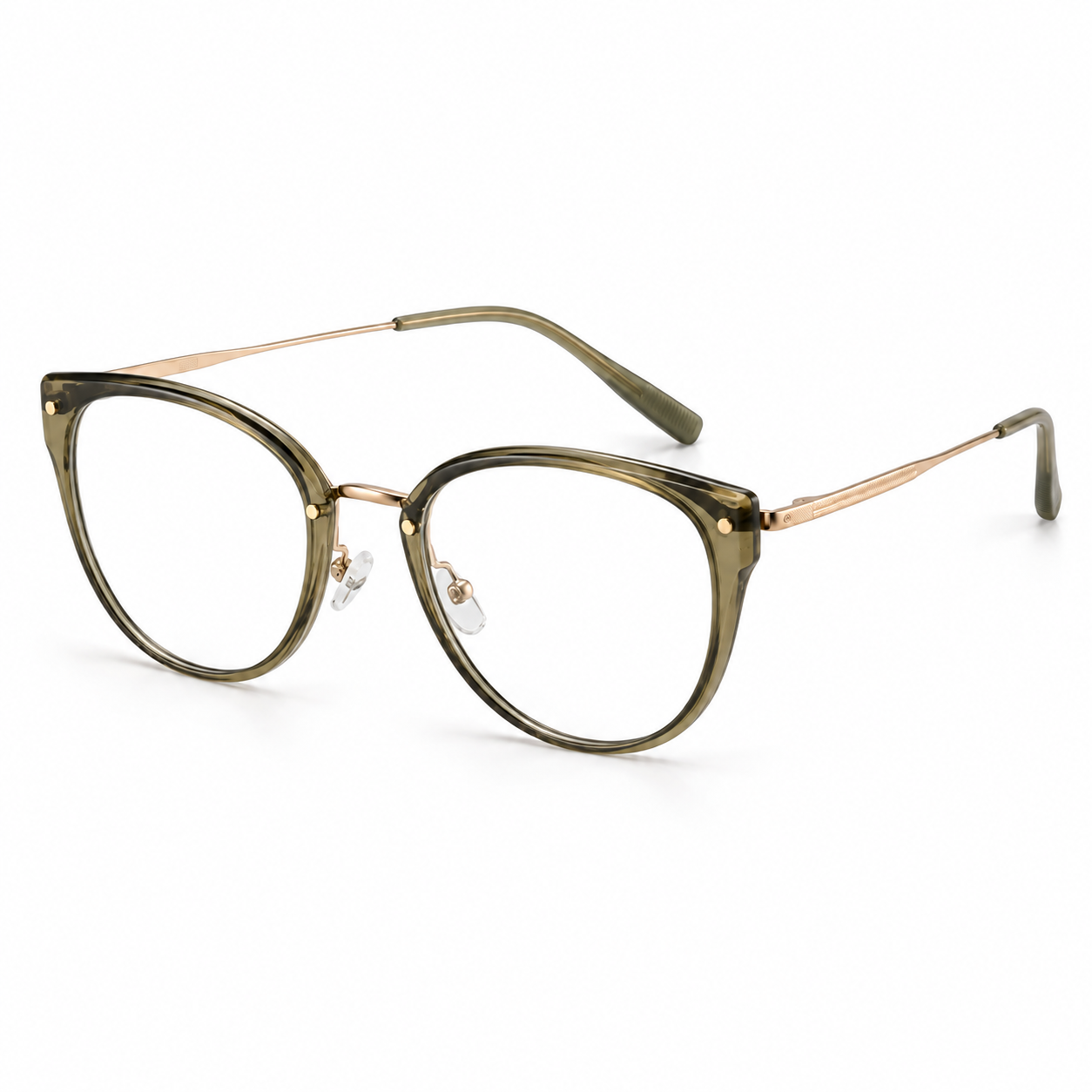 Solène Cat-Eye Frames in Olive Rose Gold - product view on white background