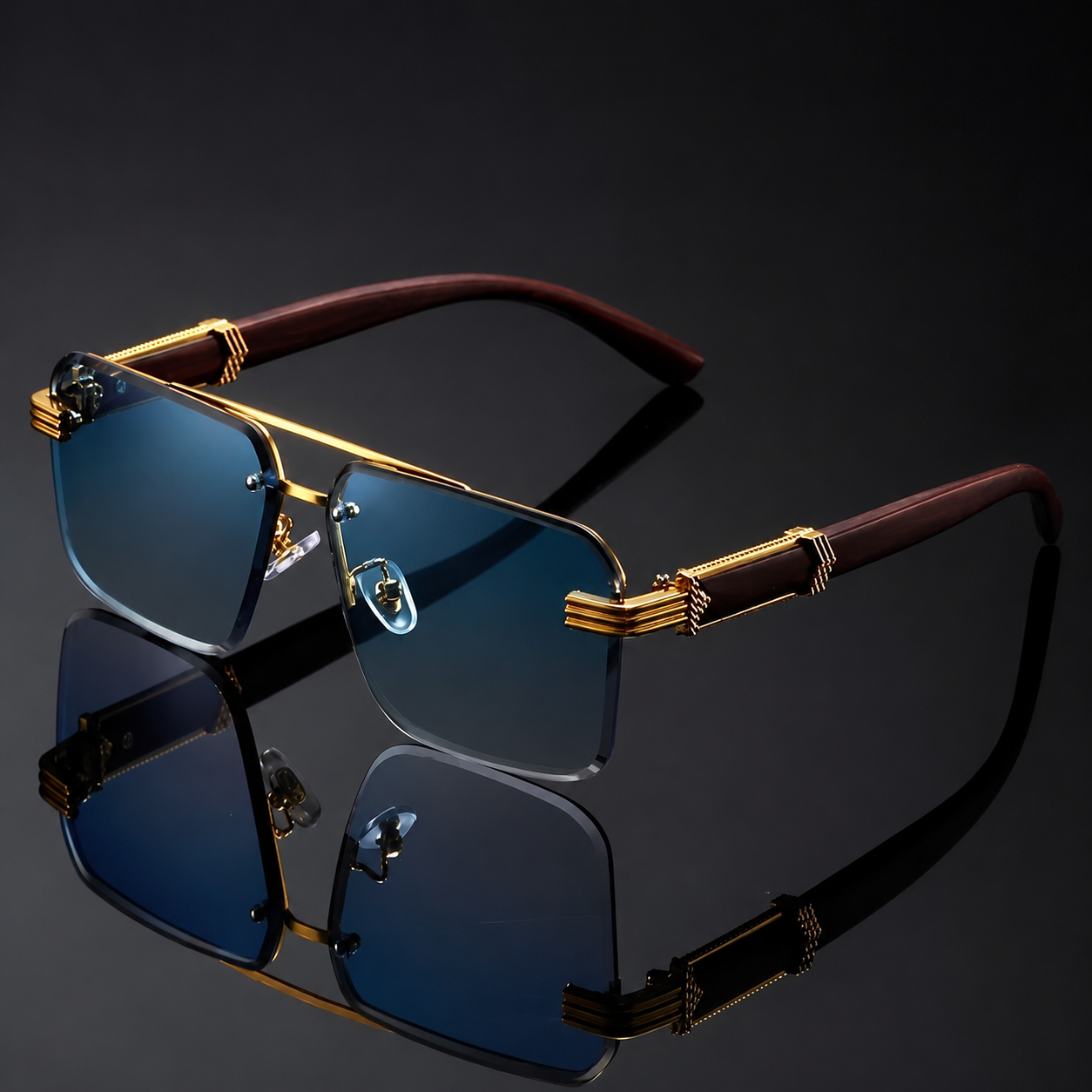 Colton Rimless Square Sunglasses