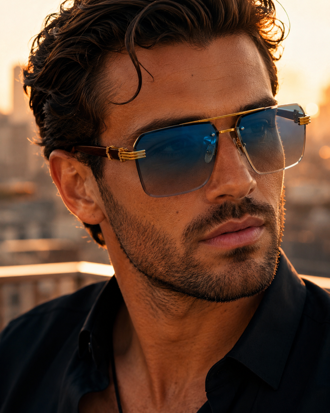 Colton Rimless Square Sunglasses