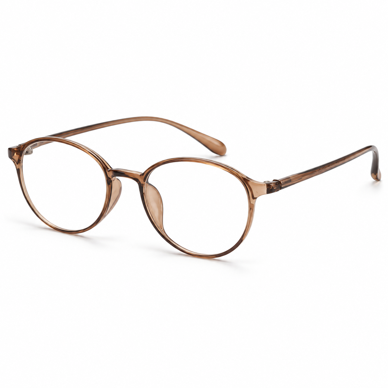 Colette Oval Frames in Tea Brown - clear-lens optical frame on white background