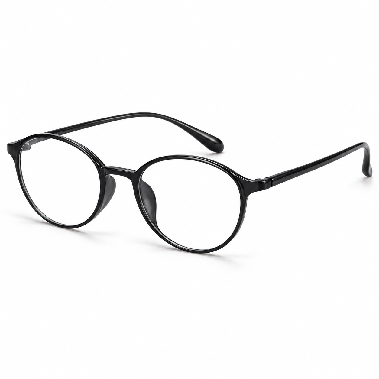 Colette Oval Frames in Black - clear-lens optical frame on white background