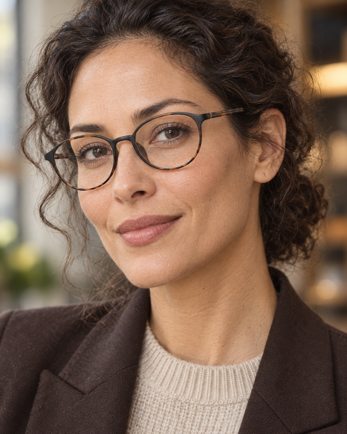 Colette Oval Frames in Tortoiseshell - worn by a woman