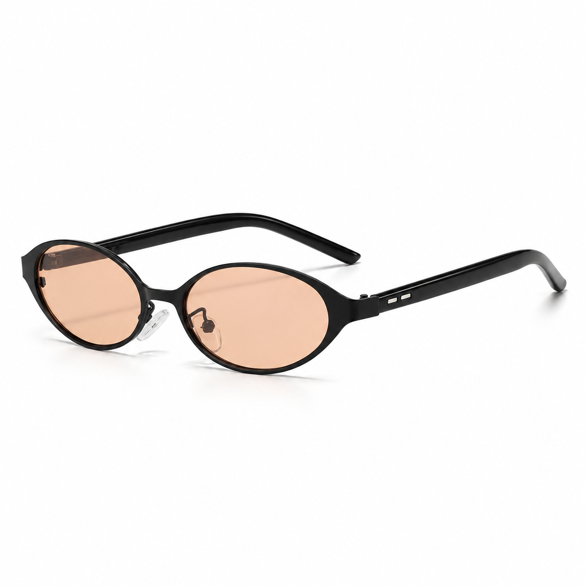 Isella Oval Metal Sunglasses in Black Champagne - product view on white background
