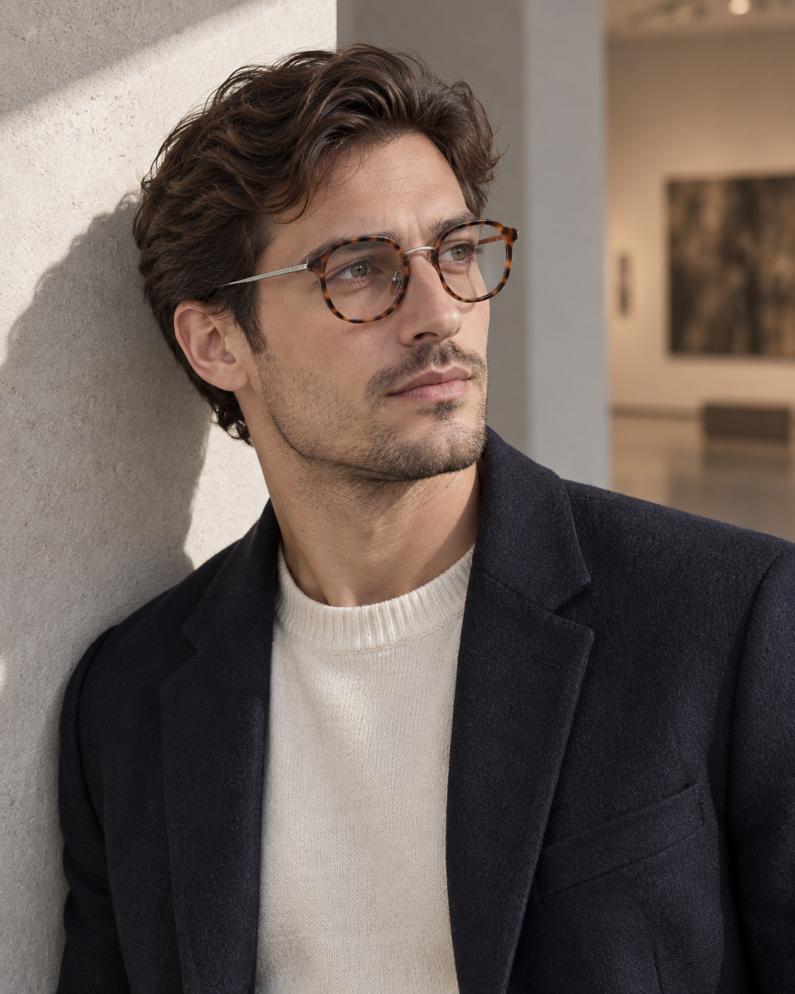Hadley Titanium Frames in Tortoise Silver - worn by a man