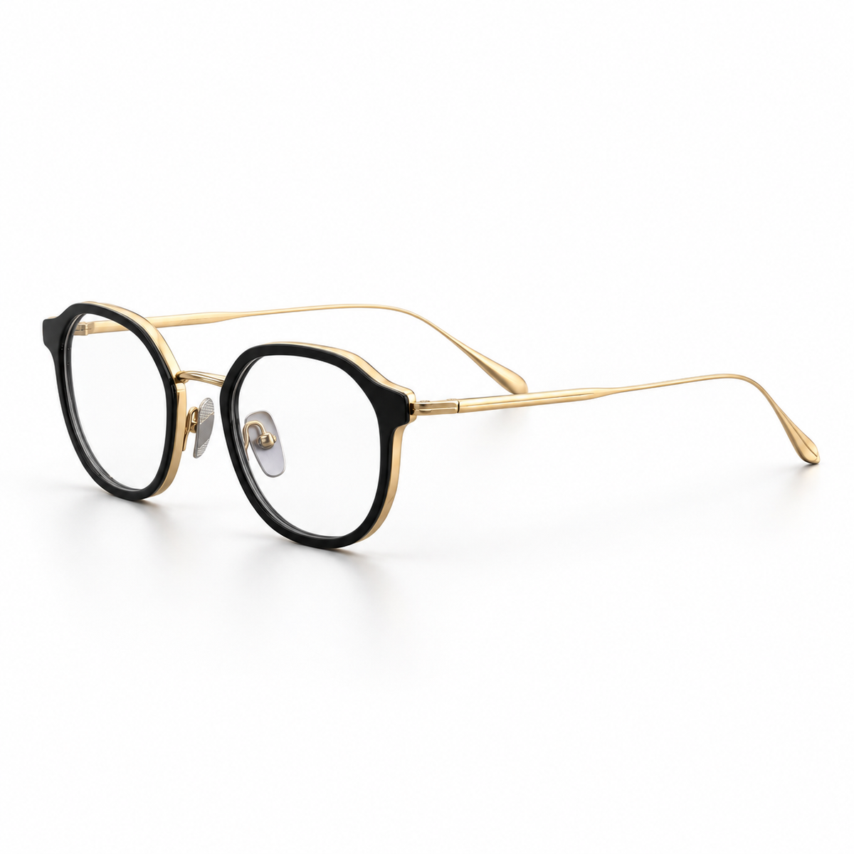 Hadley Titanium Frames in Black Gold - product view on white background