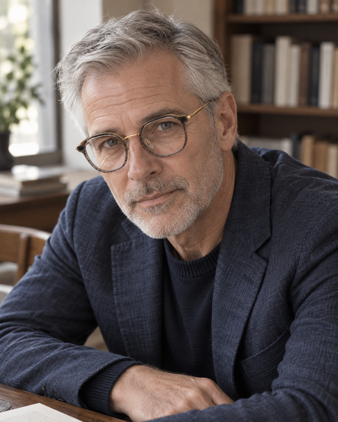 Hadley Titanium Frames in Smoke Gold - worn by a man
