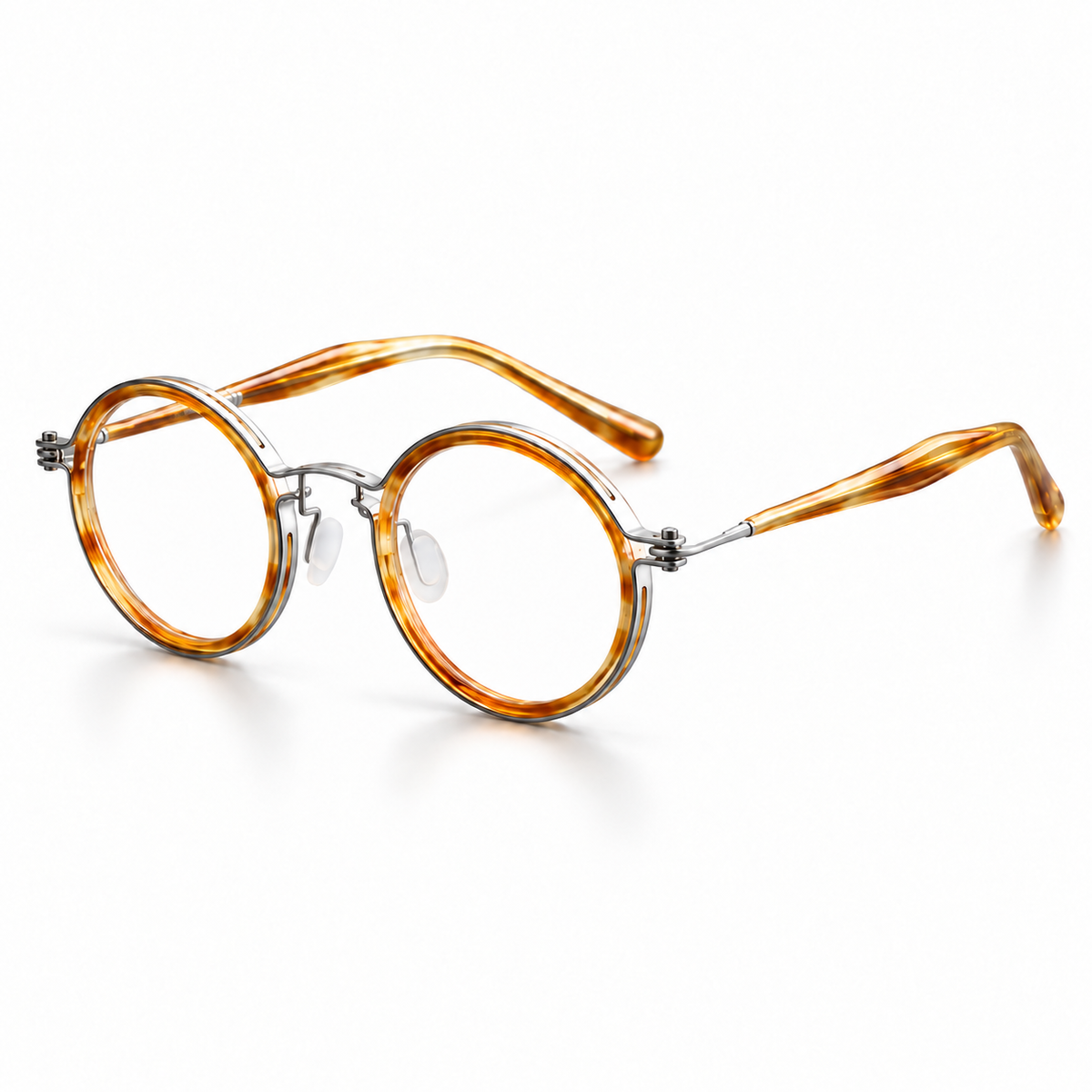 Elian Round Titanium Frames in Amber Silver - product view on white background