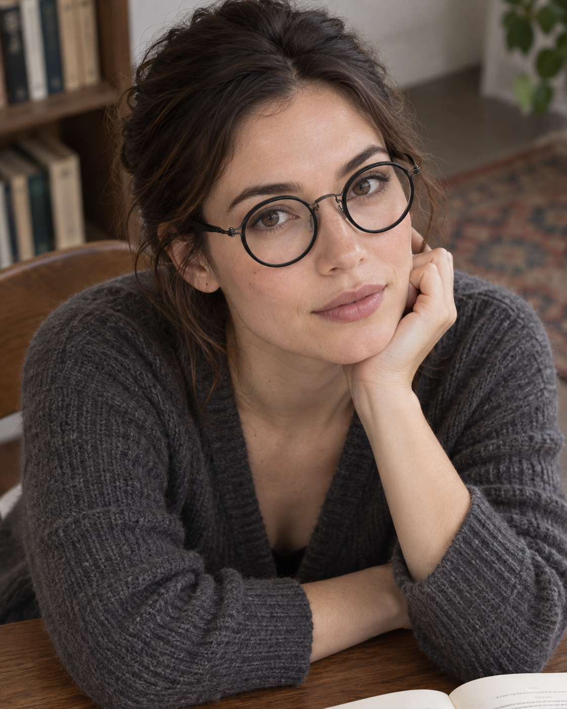 Elian Round Titanium Frames in Black - worn by a woman