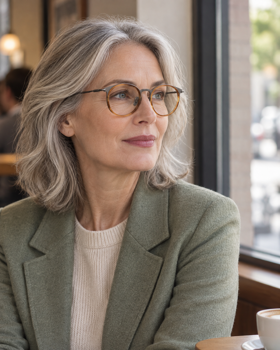 Valois Titanium Frames in Amber Tortoise - worn by a woman