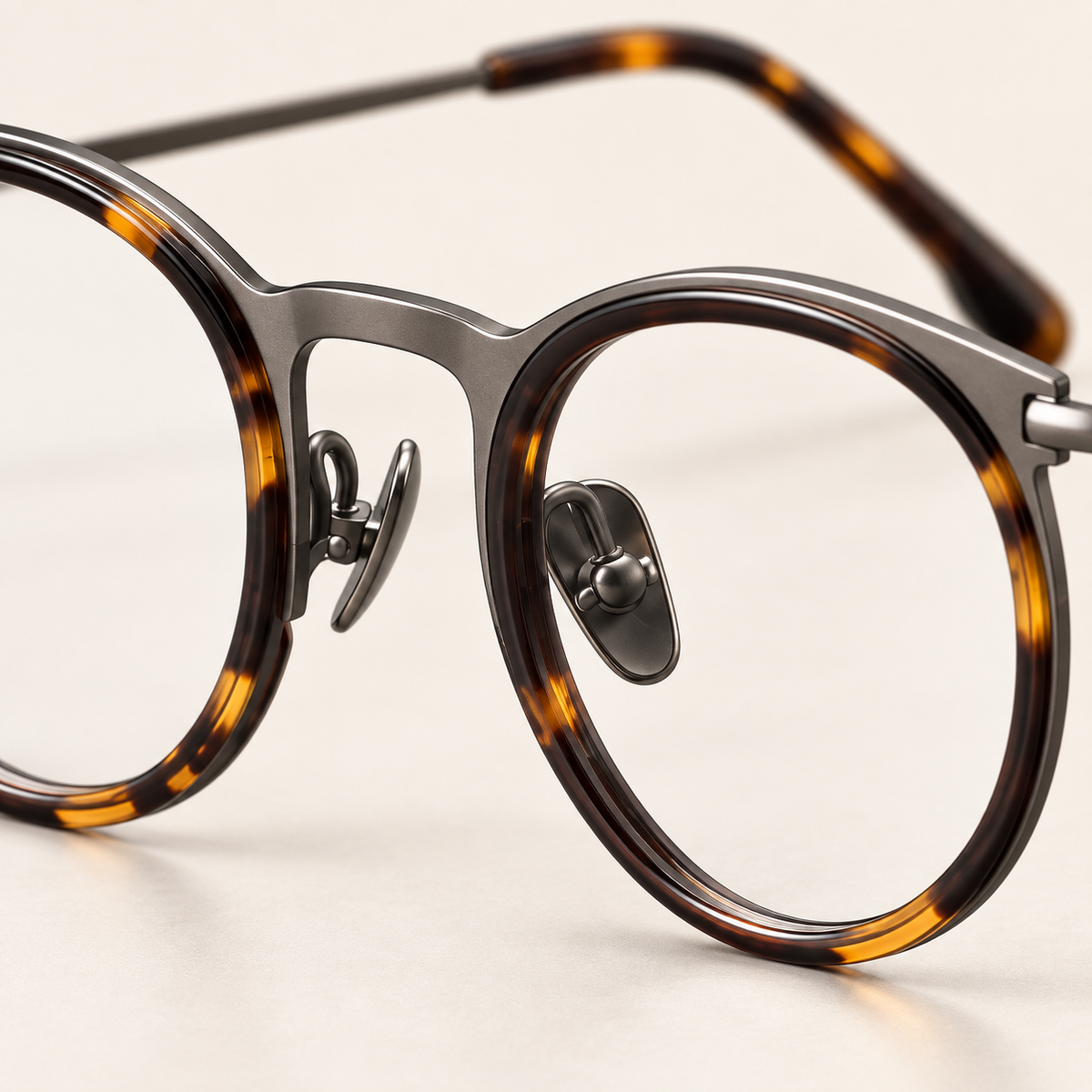 Valois Titanium Frames in Dark Tortoise - Curved bridge and layered rim detail