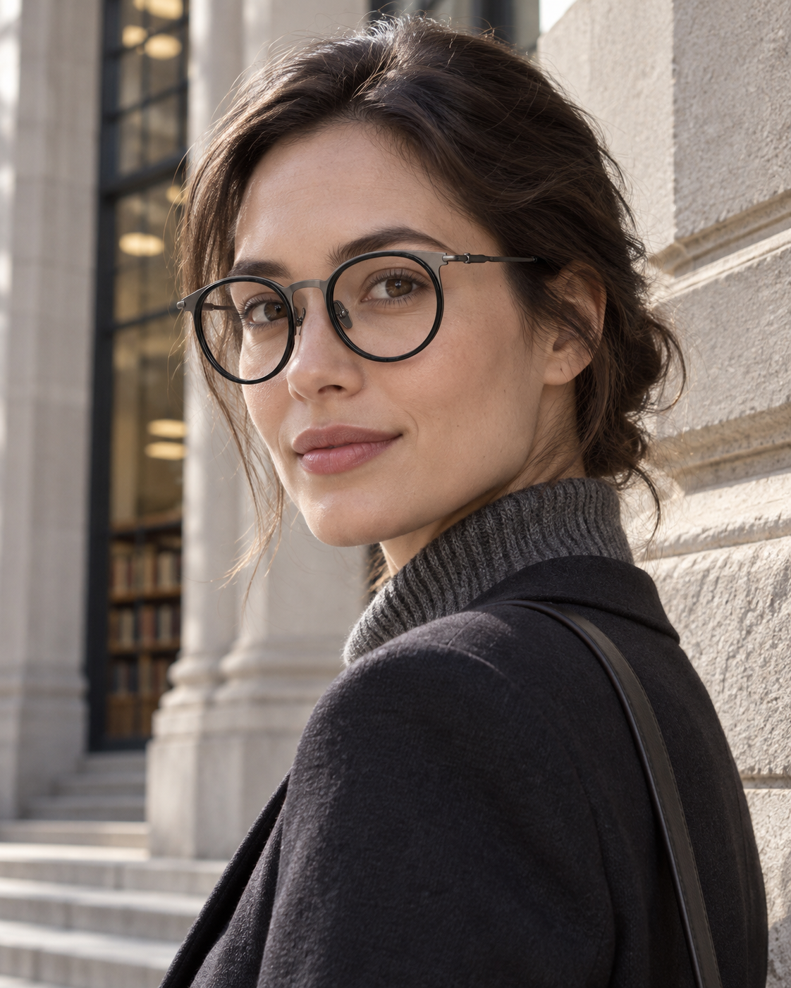 Valois Titanium Frames in Black Gunmetal - worn by a woman
