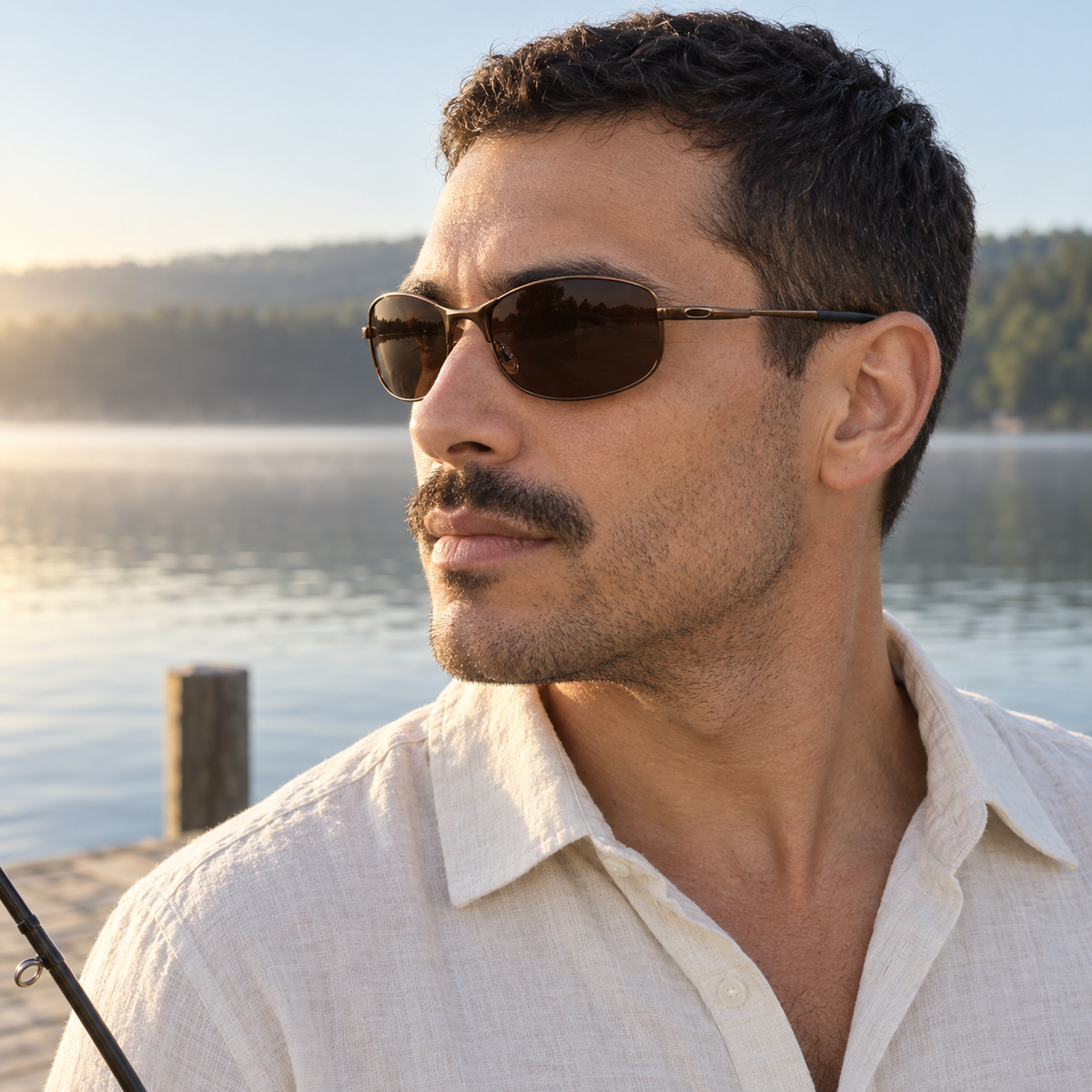 Rovello Polarized Sunglasses in Bronze Brown - worn by a man