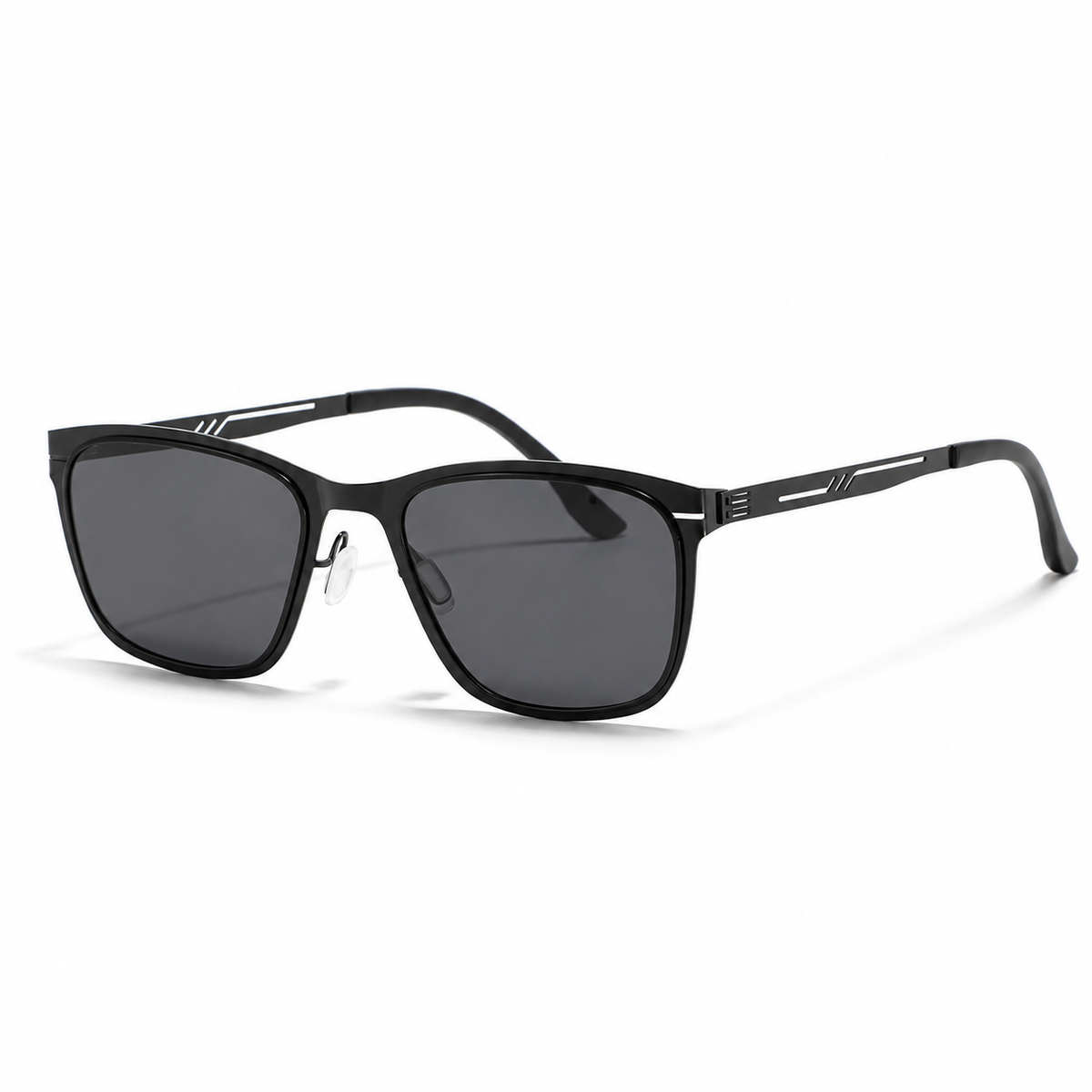Vareno Polarized Square Sunglasses in Black Gray - product view on white background