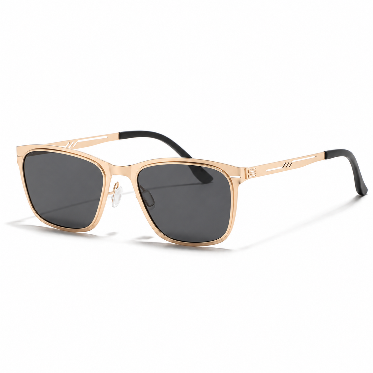 Vareno Polarized Square Sunglasses in Gold Gray - product view on white background