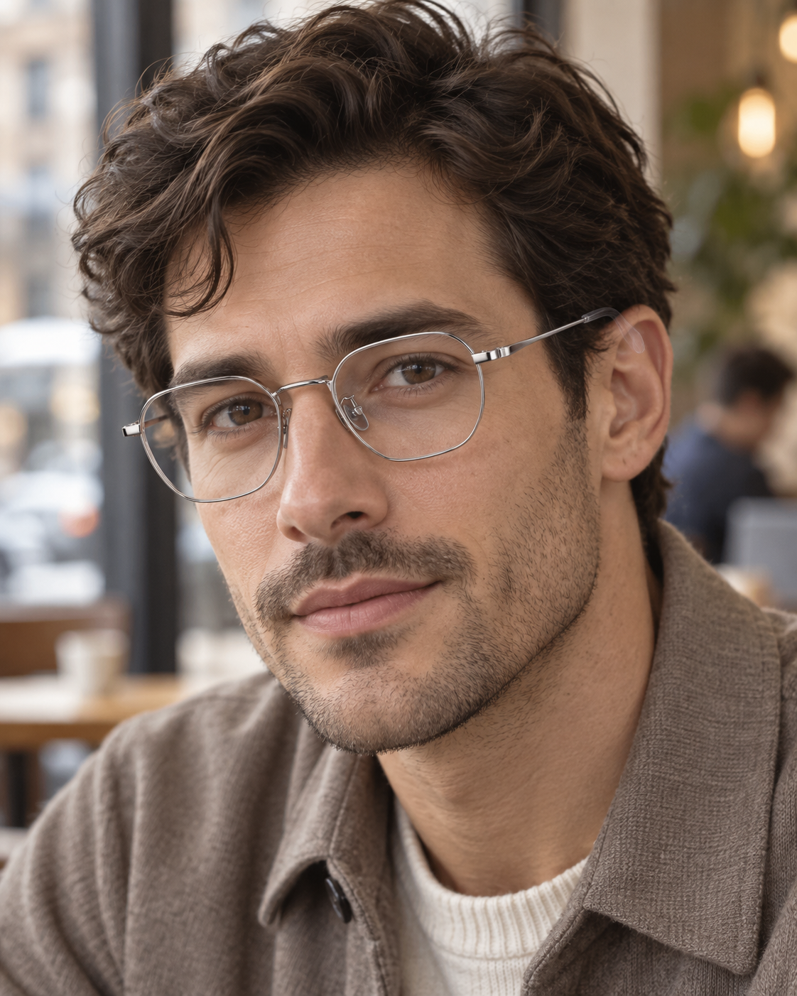 Soren Titanium Frames in Silver - worn by a man