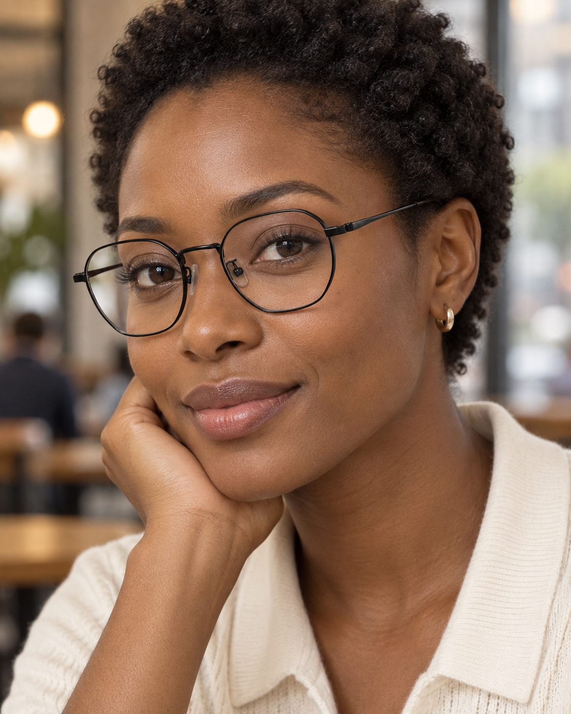 Soren Titanium Frames in Black - worn by a woman