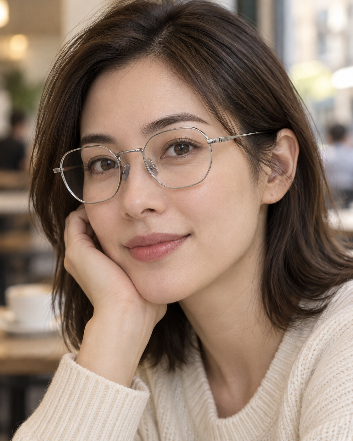 Soren Titanium Frames in Silver - worn by a woman