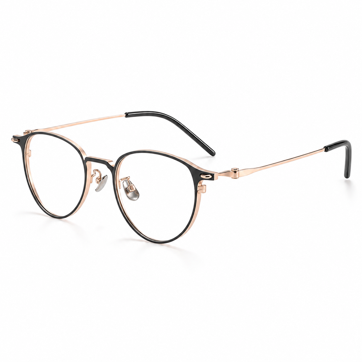 Aveline Titanium Frames in Black Rose Gold - product view on white background