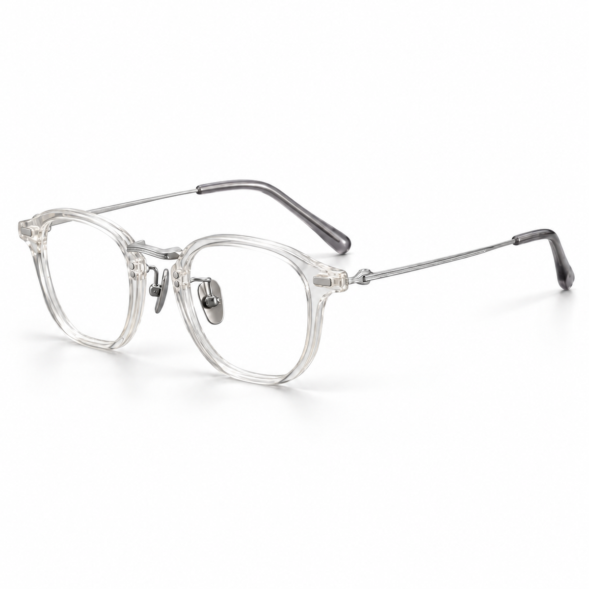 Moreau Geometric Frames in Crystal Silver - product view on white background
