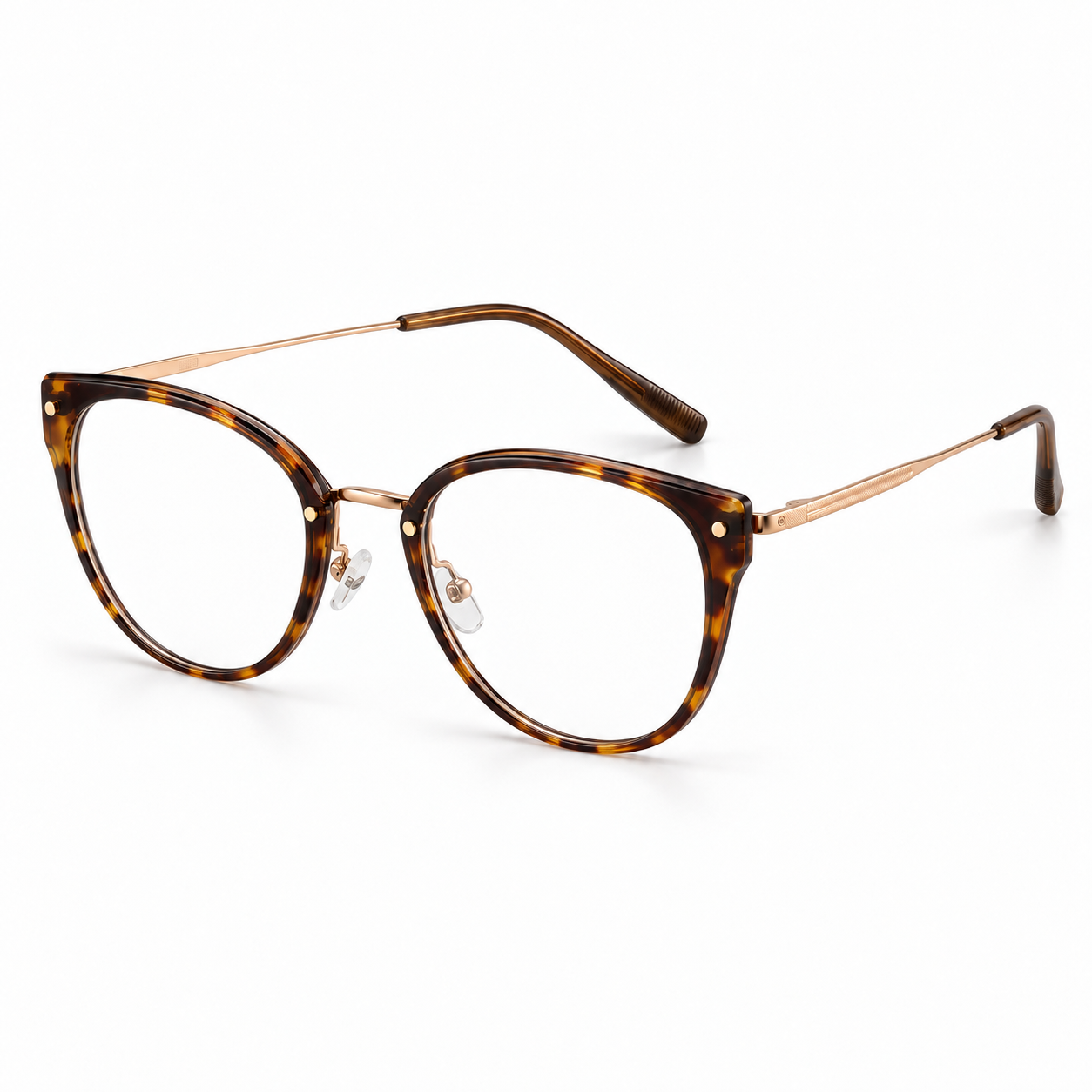 Solène Cat-Eye Frames in Tortoiseshell Rose Gold - product view on white background