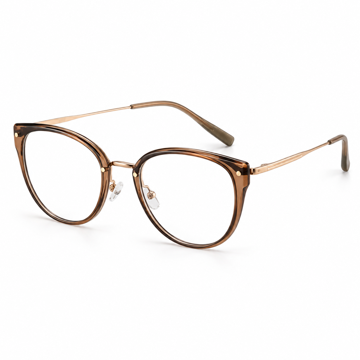 Solène Cat-Eye Frames in Tea Rose Gold - product view on white background